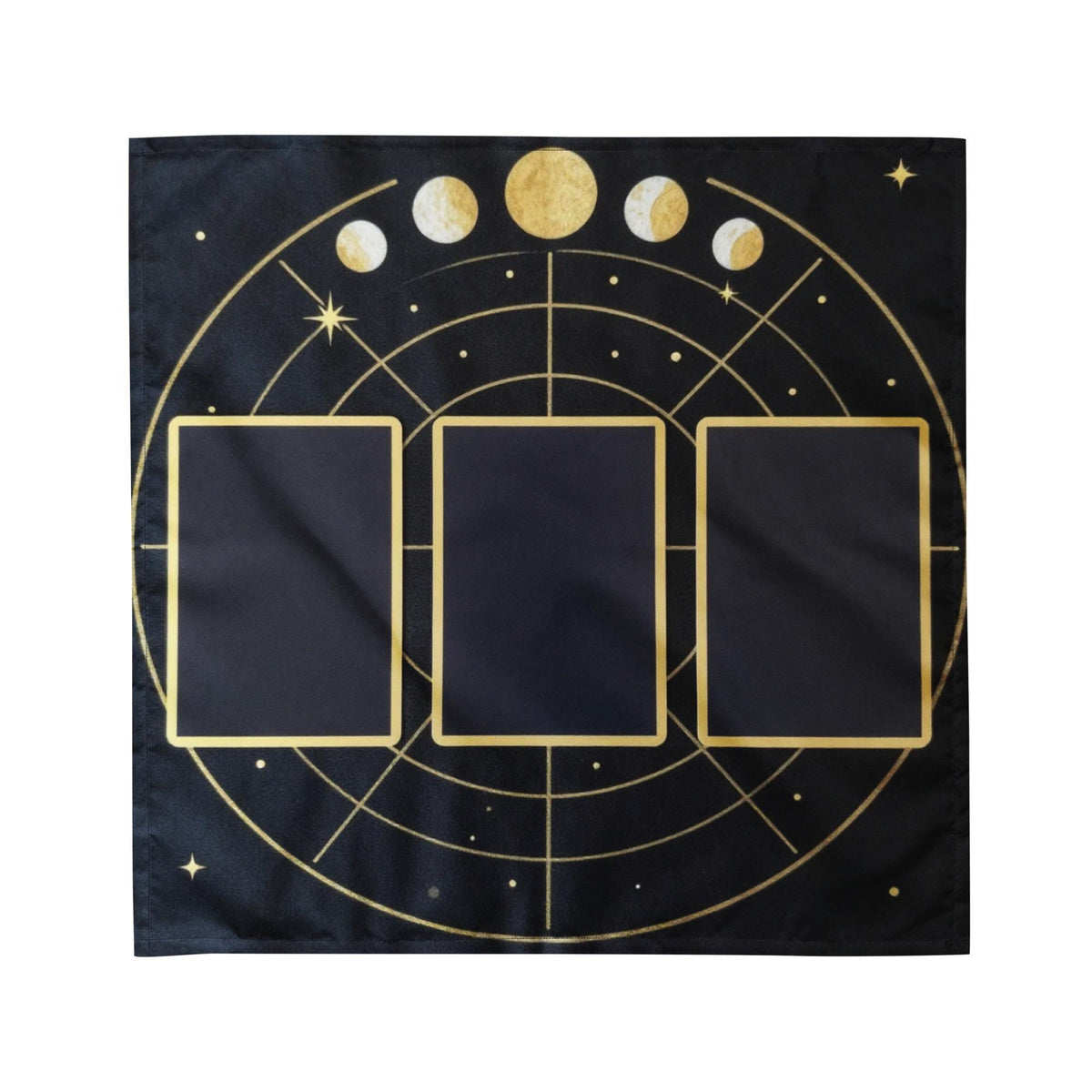 Sacred Geometry Tarot Spread Cloth – Minimalist Altar Mat with Card Slots
