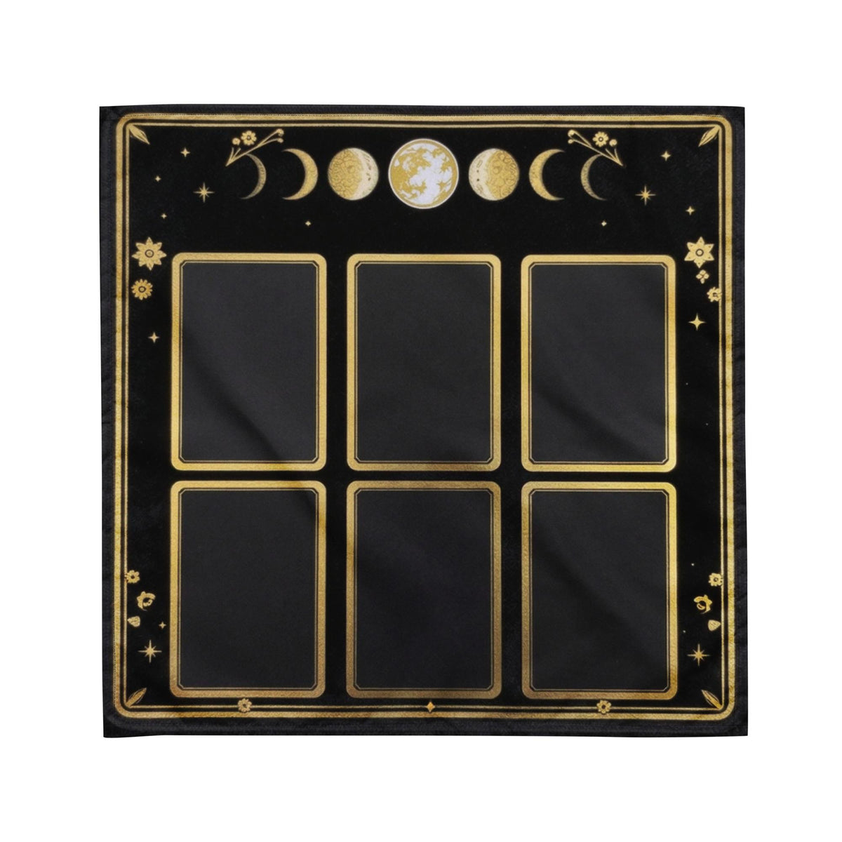 Moon Phase Tarot Cloth – Celestial Altar Reading Mat with 6 Card Slots