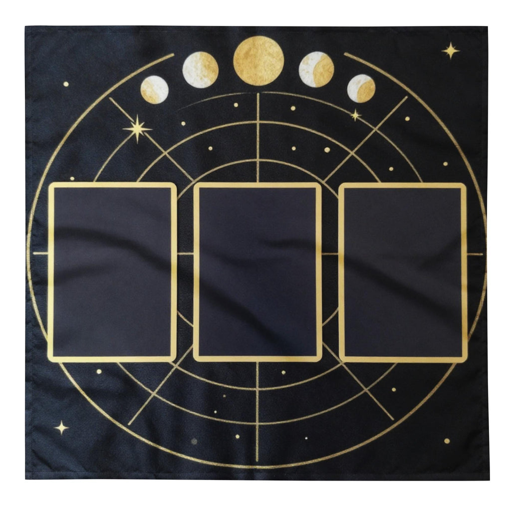 Sacred Geometry Tarot Spread Cloth – Minimalist Altar Mat with Card Slots