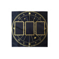 Space Tarot Cloth – Black Gold Zodiac Wheel Reading Mat (21x21")