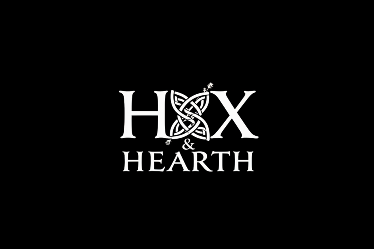 Hex & Hearth Logo – White on Black